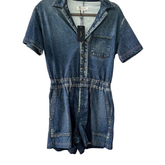 Rag & Bone Miramar Denim Cotton Romper Blue Women’s Size XS - Picture 11 of 14